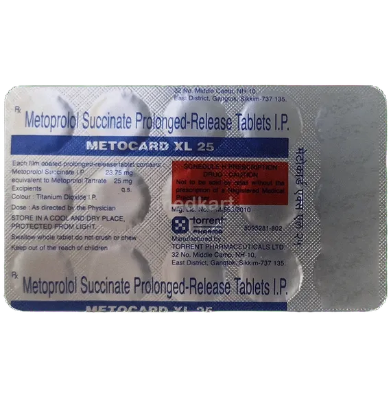 metocard xl 25mg tablet 15's